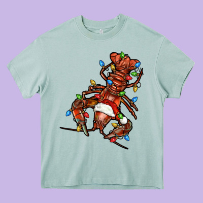 Christmas Crawfish Heavy Core Tee Designed By Fadigitalartstudio