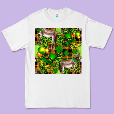St. Patrick's Donkey With Leprechaun Hat Seamless Premium Tee Designed By Fadigitalartstudio