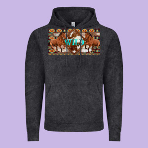 Aztec Horses And Wild With Cowhide License Plate Template Vintage Hoodie Designed By Artiststas