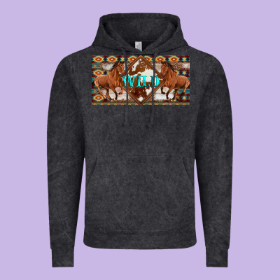 Aztec Horses And Wild With Cowhide License Plate Template Vintage Hoodie Designed By Artiststas