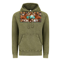 Vintage Olive aztec horses and wild with cowhide license plate template Vintage Hoodie - Artiststas