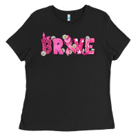 Black Breast Cancer Brave Ladies Tee - texasbilliewilder