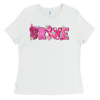 White Breast Cancer Brave Ladies Tee - texasbilliewilder