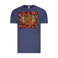 Vintage Denim Christmas highland cow with candy canes Vintage Tee - BarkalooDesign