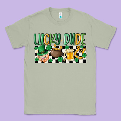 Lucky Dude Classic Tee Designed By Maliassmallbusiness