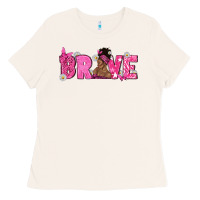 Bone Breast Cancer Brave with Afro Woman Ladies Tee - texasbilliewilder