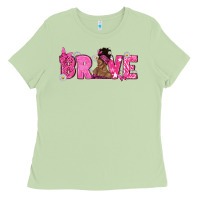Breast Cancer Brave With Afro Woman Ladies Tee | Teevron
