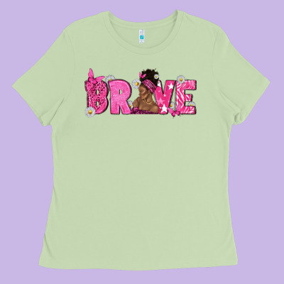 Breast Cancer Brave With Afro Woman Ladies Tee Designed By Texasbilliewilder