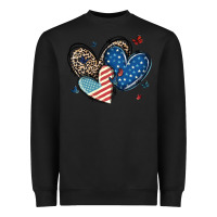 Black american flag leopard hearts Heavyweight Sweatshirt - MaliasSmallBusiness