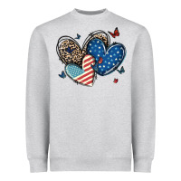 Heather Grey american flag leopard hearts Heavyweight Sweatshirt - MaliasSmallBusiness