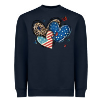 Navy american flag leopard hearts Heavyweight Sweatshirt - MaliasSmallBusiness
