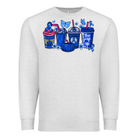 Oatmeal Heather Colon Cancer coffee cups blue ribbon Premium Sweatshirt - NancyCooperArtShop