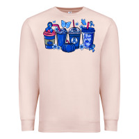 Pale Pink Colon Cancer coffee cups blue ribbon Premium Sweatshirt - NancyCooperArtShop