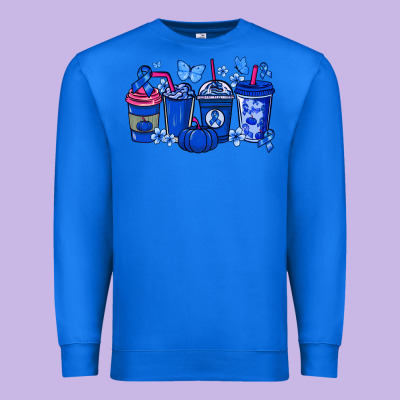 Colon Cancer Coffee Cups Blue Ribbon Premium Sweatshirt Designed By Nancycooperartshop