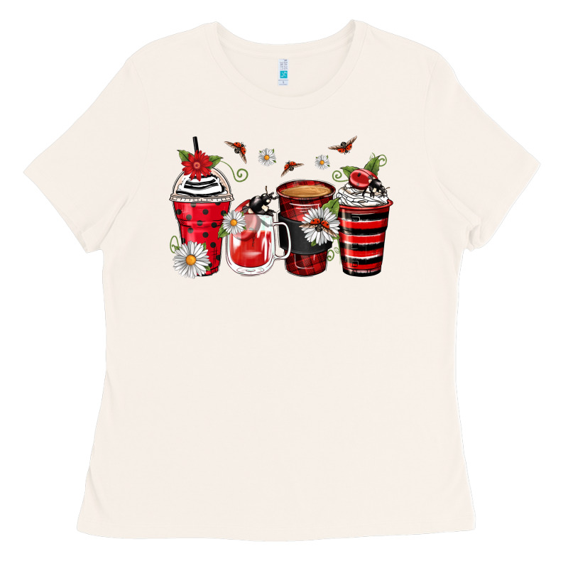 Ladybug Coffee Cups Ladies Tee by Zillion Design Studio | Teevron