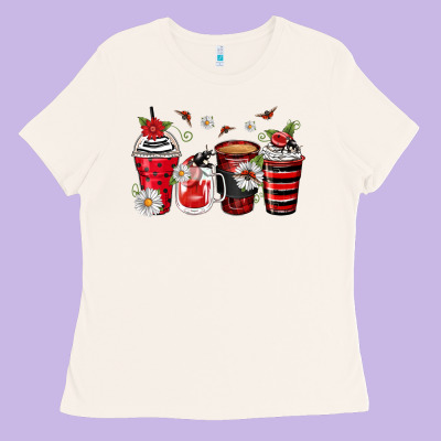 Ladybug Coffee Cups Ladies Tee Designed By Zillion Design Studio