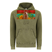 Vintage Olive aztec horse cactus and sunflowers license plate template Vintage Hoodie - Artiststas