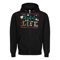 Black Dental life leopard frame Zipper Hoodie - LillyAllenDesigns