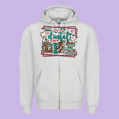 Dental Life Leopard Frame Zipper Hoodie Designed By Lillyallendesigns