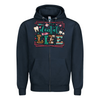 Navy Dental life leopard frame Zipper Hoodie - LillyAllenDesigns