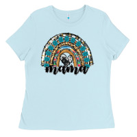 Baby Blue western mama rainbow Ladies Tee - RanaPortraitStore