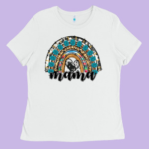 Western Mama Rainbow Ladies Tee Designed By Ranaportraitstore