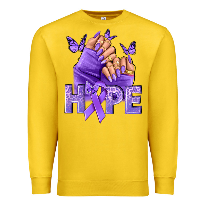 Hope Lavender Ribbon All Cancers Premium Sweatshirt by NancyCooperArtShop | Teevron