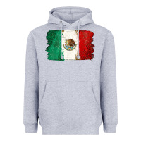 Heather Grey Mexican Flag Heavyweight Hoodie - texasbilliewilder