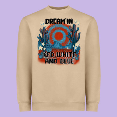 Dream' In Red White And Blue Heavyweight Sweatshirt Designed By Maliassmallbusiness