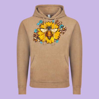 Bee Sunflower Leopard Vintage Hoodie Designed By Adodesignshop