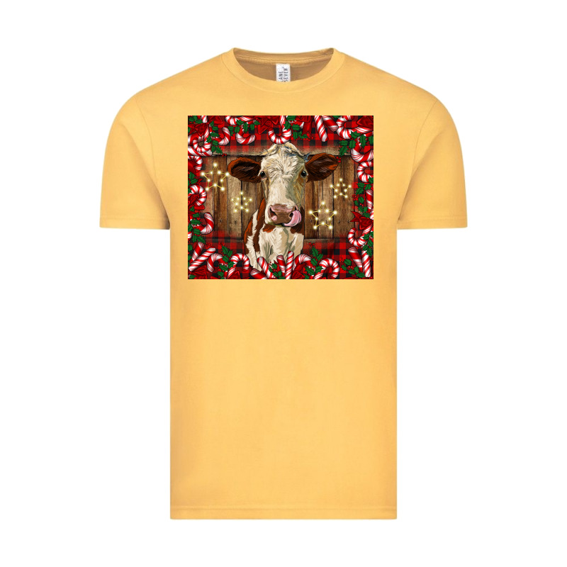 Christmas Heifer With Candy Canes Vintage Tee by BarkalooDesign | Teevron