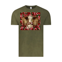 Vintage Olive christmas heifer with candy canes Vintage Tee - BarkalooDesign