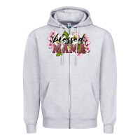 Heather Grey Blessed Mama Zipper Hoodie - LillyAllenDesigns
