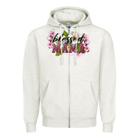 Oatmeal Heather Blessed Mama Zipper Hoodie - LillyAllenDesigns