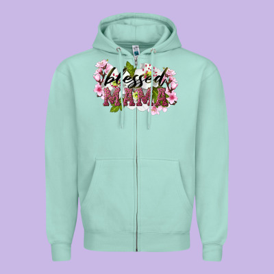 Blessed Mama Zipper Hoodie Designed By Lillyallendesigns