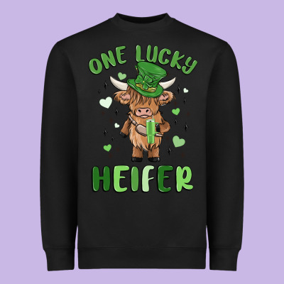 One Lucky Heifer Heavyweight Sweatshirt Designed By Maliassmallbusiness