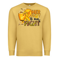 Antique Gold Her fight is our fight Childhood Cancer yellow Premium Sweatshirt - NancyCooperArtShop