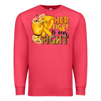 Cardinal Her fight is our fight Childhood Cancer yellow Premium Sweatshirt - NancyCooperArtShop