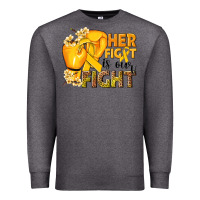 Charcoal Heather Her fight is our fight Childhood Cancer yellow Premium Sweatshirt - NancyCooperArtShop