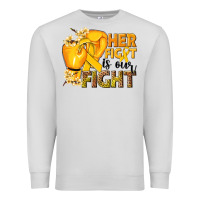 Dove Grey Her fight is our fight Childhood Cancer yellow Premium Sweatshirt - NancyCooperArtShop