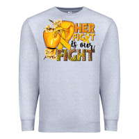 Heather Grey Her fight is our fight Childhood Cancer yellow Premium Sweatshirt - NancyCooperArtShop
