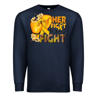 Navy Her fight is our fight Childhood Cancer yellow Premium Sweatshirt - NancyCooperArtShop