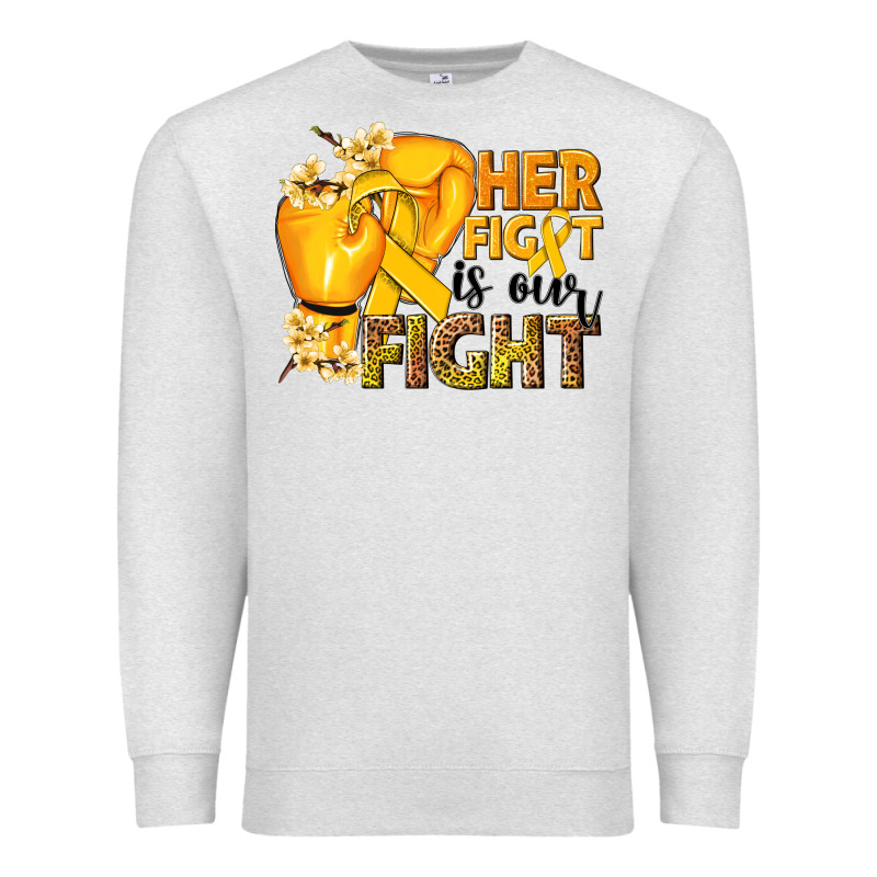 Her Fight Is Our Fight Childhood Cancer Yellow Premium Sweatshirt by NancyCooperArtShop | Teevron