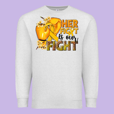 Her Fight Is Our Fight Childhood Cancer Yellow Premium Sweatshirt Designed By Nancycooperartshop