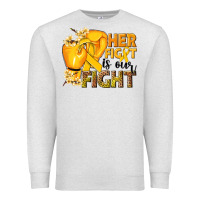 Oatmeal Heather Her fight is our fight Childhood Cancer yellow Premium Sweatshirt - NancyCooperArtShop