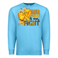 Ocean Blue Her fight is our fight Childhood Cancer yellow Premium Sweatshirt - NancyCooperArtShop