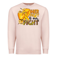 Pale Pink Her fight is our fight Childhood Cancer yellow Premium Sweatshirt - NancyCooperArtShop