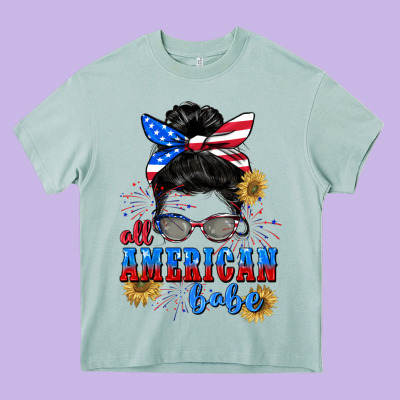 All American Babe 4th Of July Heavy Core Tee Designed By Cowgirlartshop