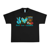 Black peace love hanukkah Urban Heavy Tee - AdoDesignShop