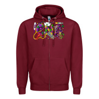 Burgundy CNA Certified Nursing Assistant Mardi Gras Zipper Hoodie - LillyAllenDesigns